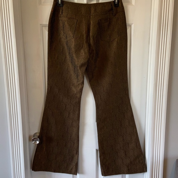 Lea Rome Flare Pants Textured Brown EU Sz 48 NWT - Picture 5 of 9